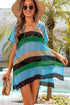 Striped Hollow Out Knit V Neck Tunic Cover Up